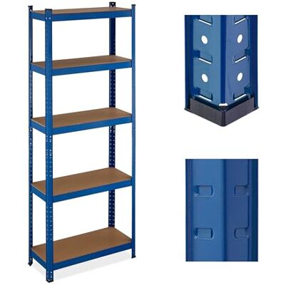 Relaxdays Estantería Metálica Cargas Pesadas, 180x70x30 cm, hasta 500 kg, 5 Baldas, para Sótano o Trastero, Acero, Azul Relaxdays Estantería Metálica Cargas Pesadas, 180x70x30 cm, hasta 500 kg, 5 Baldas, para Sótano o Trastero, Acero, Azul