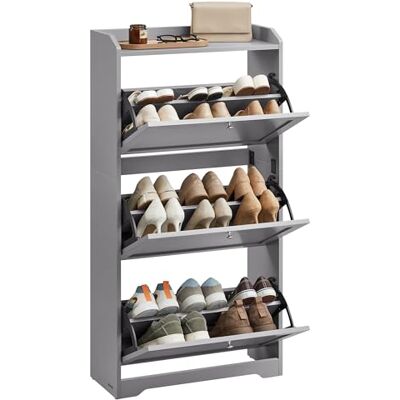 VASAGLE Armario Zapatero con 3 Solapas, Zapatero, Estante para Zapatos, Panel Superior, Divisor Ajustable, para hasta 12-20 Pares de Zapatos, Pasillo, 24 x 60 x 121,2 cm, Gris Paloma VASAGLE Armario Zapatero con 3 Solapas, Zapatero, Estante para Zapatos, Panel Superior, Divisor Ajustable, para hasta 12-20 Pares de Zapatos, Pasillo, 24 x 60 x 121,2 cm, Gris Paloma
