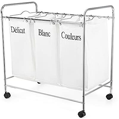Compactor Nature Triple Cesta de Lavandería Life XL Ruedas Multidireccionales y Compartimentos para Ropa Blanco Compactor Nature Triple Cesta de Lavandería Life XL Ruedas Multidireccionales y Compartimentos para Ropa Blanco