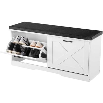 VEVOR Banco de Zapatero 1000 x 305 x 475 mm Zapatero con Cojín Capacidad de Carga 200 kg Organizador de Zapatos con Cajones Abatibles, para Entrada de Puerta, Pasillo, Sala de Estar, Blanco y Negro VEVOR Banco de Zapatero 1000 x 305 x 475 mm Zapatero con Cojín Capacidad de Carga 200 kg Organizador de Zapatos con Cajones Abatibles, para Entrada de Puerta, Pasillo, Sala de Estar, Blanco y Negro