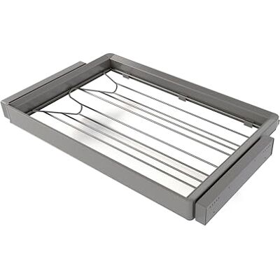 EMUCA Kit de cajón zapatero y bastidor regulable Quartz para armarios, guías de cierre suave y extracción total, Módulo 80cm, Acabado Titanio EMUCA Kit de cajón zapatero y bastidor regulable Quartz para armarios, guías de cierre suave y extracción total, Módulo 80cm, Acabado Titanio