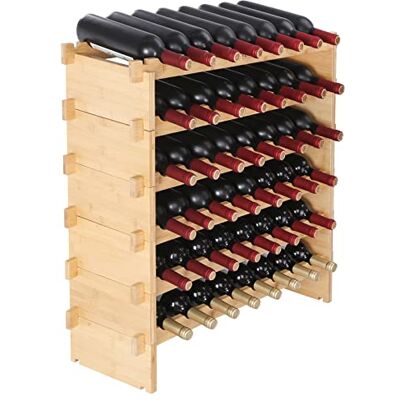 VEVOR Botellero para Vinos de Bambú de 6 Niveles 48 Botellas Estantería Modular Apilable 76,5 x 25 x 77,5 cm Estantería de Exhibición Independiente para Vinos para Cocina, Bar y Bodega, Color Natural VEVOR Botellero para Vinos de Bambú de 6 Niveles 48 Botellas Estantería Modular Apilable 76,5 x 25 x 77,5 cm Estantería de Exhibición Independiente para Vinos para Cocina, Bar y Bodega, Color Natural