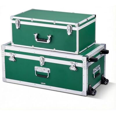 VEVOR Cajas de Transporte y Almacenamiento 2 Piezas, Grande de 763 x 392 x 312 mm con Ruedas, Pequeña de 600 x 350 x 240 mm, Caja de Madera con Asas de Metal Cerradura, para Viajes Equipo, Color Verde VEVOR Cajas de Transporte y Almacenamiento 2 Piezas, Grande de 763 x 392 x 312 mm con Ruedas, Pequeña de 600 x 350 x 240 mm, Caja de Madera con Asas de Metal Cerradura, para Viajes Equipo, Color Verde