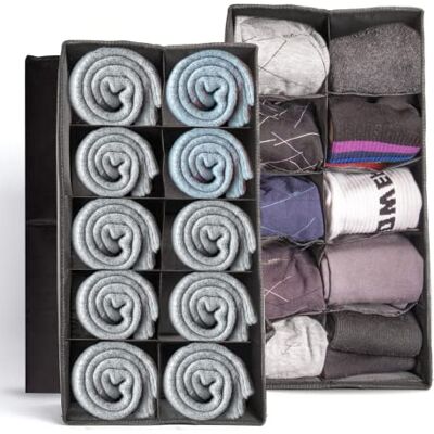 tEEZErshop Organizador de Cajones 2 Piezas con 20 Rejillas Grandes(ca.8x6x13cm/rejilla) Caja Plegable de Almacenaje de Cajones con Fondo Estable de Cartón PP tEEZErshop Organizador de Cajones 2 Piezas con 20 Rejillas Grandes(ca.8x6x13cm/rejilla) Caja Plegable de Almacenaje de Cajones con Fondo Estable de Cartón PP