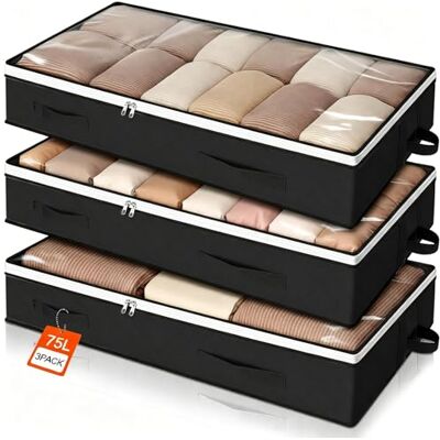 Romon 3 Piezas Bolsas Almacenaje Ropa Debajo De La Cama, Cajas Plegables De Tela No Tejida Organizador Debajo de La Cama, con Ventana Transparente, para Mantas, Ropa Romon 3 Piezas Bolsas Almacenaje Ropa Debajo De La Cama, Cajas Plegables De Tela No Tejida Organizador Debajo de La Cama, con Ventana Transparente, para Mantas, Ropa