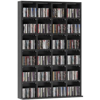 HOMCOM Estante alto para 456 CD/336 DVD, 89x130,5 cm, Negro Estante torre madera y multimedia, racks CD, unidad ahorradora espacio, estantes ajustables, hogar oficina, salón HOMCOM Estante alto para 456 CD/336 DVD, 89x130,5 cm, Negro Estante torre madera y multimedia, racks CD, unidad ahorradora espacio, estantes ajustables, hogar oficina, salón