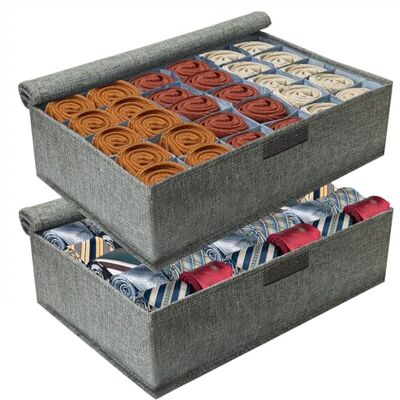 PINGMIC Organizador de cajones de calcetines, paquete de 2 organizadores de calcetines con tapa, organizador de armario plegable de 30 celdas, organizador de armario, organizador de armario, cajas de PINGMIC Organizador de cajones de calcetines, paquete de 2 organizadores de calcetines con tapa, organizador de armario plegable de 30 celdas, organizador de armario, organizador de armario, cajas de