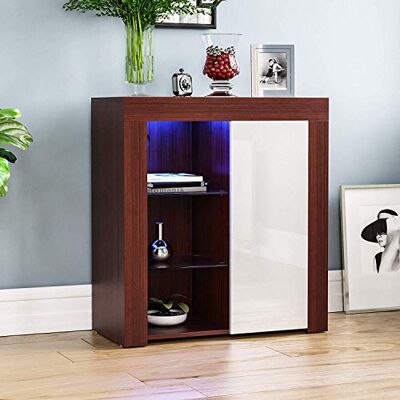 Vida Designs Azura Aparador Moderno LED de 1 Puerta en Nogal y Blanco, Luces RGB (Opciones de desvanecimiento/estroboscópico Incluidas), Estilo Mate de Madera con características de Alto Brillo Vida Designs Azura Aparador Moderno LED de 1 Puerta en Nogal y Blanco, Luces RGB (Opciones de desvanecimiento/estroboscópico Incluidas), Estilo Mate de Madera con características de Alto Brillo