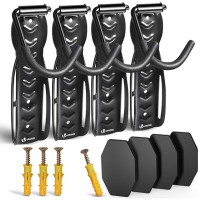 VOUNOT ® Soportes de Pared para Bicicletas, Gancho para Colgar Bicicleta, Soporta Hasta 30kg Cada Uno, Portabicicletas de Almacenamiento Vertical para Casa Garaje, Sótano con 4 Almohadillas Protectores VOUNOT ® Soportes de Pared para Bicicletas, Gancho para Colgar Bicicleta, Soporta Hasta 30kg Cada Uno, Portabicicletas de Almacenamiento Vertical para Casa Garaje, Sótano con 4 Almohadillas Protectores