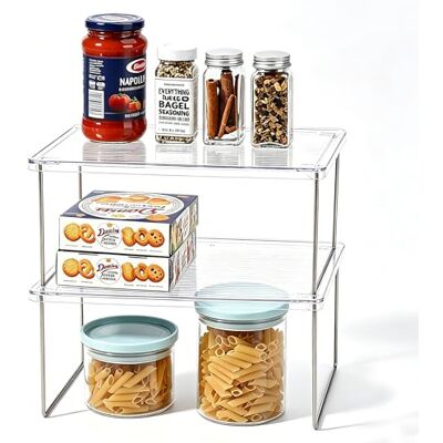 IVYHOME Gabinete de cocina apilable, organizador de estante plegable, 2 paquetes IVYHOME Gabinete de cocina apilable, organizador de estante plegable, 2 paquetes