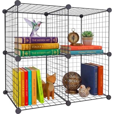 Relaxdays Estantería Modular con 4 Cubos, 75 x 75 x 37 cm, Metal, Color Negro Relaxdays Estantería Modular con 4 Cubos, 75 x 75 x 37 cm, Metal, Color Negro