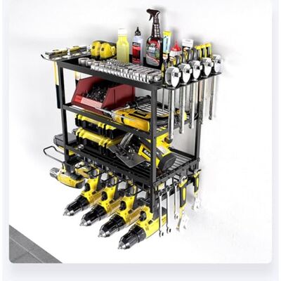 GarveeMore Organizador de herramientas eléctricas de almacenamiento, herramientas de pared, para puerta, herramientas de pared, para garaje, taller, 60 x 24,5 x 41,5 cm, color negro GarveeMore Organizador de herramientas eléctricas de almacenamiento, herramientas de pared, para puerta, herramientas de pared, para garaje, taller, 60 x 24,5 x 41,5 cm, color negro