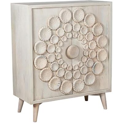 DRW Aparador de Madera con 2 Puertas con rosetones en Beige 105x89x42 cm DRW Aparador de Madera con 2 Puertas con rosetones en Beige 105x89x42 cm