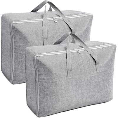 AiQInu 2 Piezas Bolsa Almacenaje Ropa Grande 105L, Plegables Bajo Cama Bolsas para Guardar Ropa con Manillar, Impermeable Bolsa de Almacenamiento Ropa de Temporada, Edredones, Mantas, Moverse o Viaja AiQInu 2 Piezas Bolsa Almacenaje Ropa Grande 105L, Plegables Bajo Cama Bolsas para Guardar Ropa con Manillar, Impermeable Bolsa de Almacenamiento Ropa de Temporada, Edredones, Mantas, Moverse o Viaja