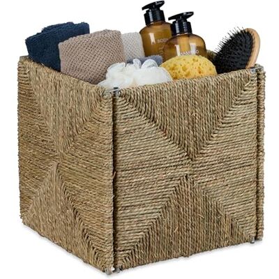 Relaxdays Cesta Almacenaje, Cuadrada, Hierba Marina, Caja Organizadora Trenzada, Baño y Salón, 30 x 30 x 30 cm, Natural Relaxdays Cesta Almacenaje, Cuadrada, Hierba Marina, Caja Organizadora Trenzada, Baño y Salón, 30 x 30 x 30 cm, Natural