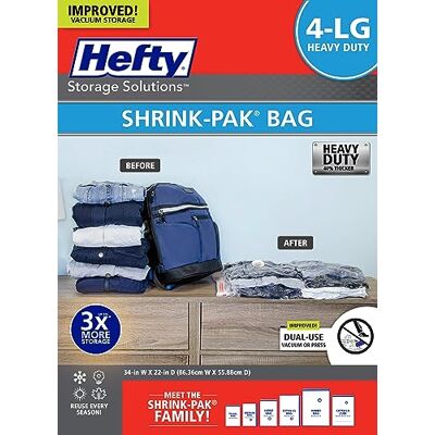 Hefty Shrink-Pak 4 bolsas grandes y resistentes Hefty Shrink-Pak 4 bolsas grandes y resistentes