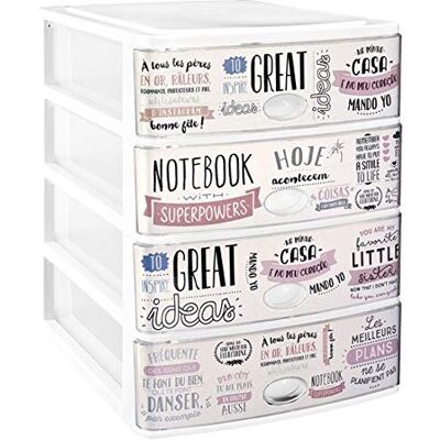 Great Plastic Lote de 4 Cajas Stylo con diseño de Textos Great Plastic Lote de 4 Cajas Stylo con diseño de Textos