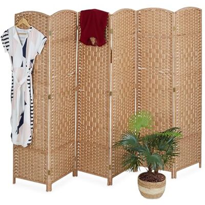 Relaxdays Biombo 6 Paneles, Separador Ambientes Plegable, Madera y Papel de Cuerda, 170 x 240 cm, Variedad de Colores Relaxdays Biombo 6 Paneles, Separador Ambientes Plegable, Madera y Papel de Cuerda, 170 x 240 cm, Variedad de Colores