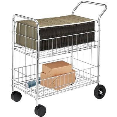 Fellowes Carrito de Correo de Alambre de Acero Cromado con cestas Superiores e Inferiores () Fellowes Carrito de Correo de Alambre de Acero Cromado con cestas Superiores e Inferiores ()