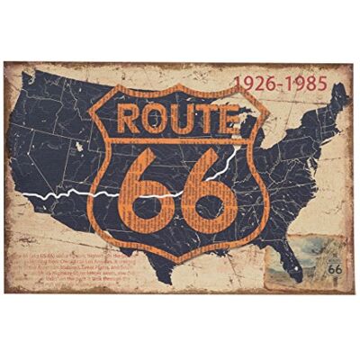 Biscottini Impresión 'Route 66' sobre lienzo L90xP2xH60 cm Yute en bruto envejecido Impresión Lienzo Crudo envejecido Biscottini Impresión 'Route 66' sobre lienzo L90xP2xH60 cm Yute en bruto envejecido Impresión Lienzo Crudo envejecido