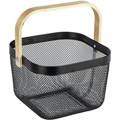 Wenko Cesta de baño con asa Bambusa, Bambú, Negro, 25x25x7 cm Wenko Cesta de baño con asa Bambusa, Bambú, Negro, 25x25x7 cm