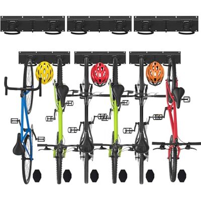VOUNOT ® Soporte de Pared para Bicicletas Portabicicletas Pared Vertical Ganchos para 6 Bicis 3 Cascos Estante de Almacenamiento Bicicleta con Almohadillas de Silicona Aparcabicicletas para Garaje Casa VOUNOT ® Soporte de Pared para Bicicletas Portabicicletas Pared Vertical Ganchos para 6 Bicis 3 Cascos Estante de Almacenamiento Bicicleta con Almohadillas de Silicona Aparcabicicletas para Garaje Casa