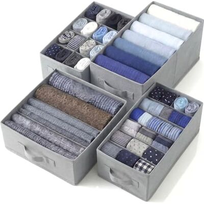edihome , , Separadores de Cajones para Camisetas y Ropa Interior, con Compartimentos, Cajas Organizadoras Armarios (Gris Claro, Pack 4 Mix) edihome , , Separadores de Cajones para Camisetas y Ropa Interior, con Compartimentos, Cajas Organizadoras Armarios (Gris Claro, Pack 4 Mix)