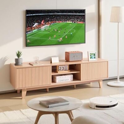 VEVOR Mueble de TV, Estilo Bohemio, Soporta hasta 158,76 kg, con Estantes Abiertos Ajustables y Puerta Corredera, para Salón y Dormitorio, para Televisores de 139,7-165,1 cm, 1500 x 390 x 450 mm VEVOR Mueble de TV, Estilo Bohemio, Soporta hasta 158,76 kg, con Estantes Abiertos Ajustables y Puerta Corredera, para Salón y Dormitorio, para Televisores de 139,7-165,1 cm, 1500 x 390 x 450 mm