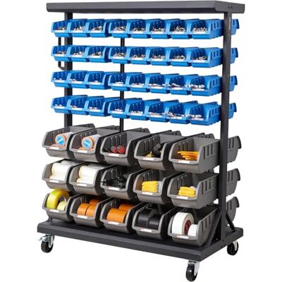 VEVOR Estantería Móvil de Plástico con Ruedas, 7 Niveles y Doble Cara, para 94 Contenedores, Carga Máxima por Nivel 40 kg, para Garaje, Almacén, Oficina, Restaurante y Aula, 900 x 500 x 1245 mm VEVOR Estantería Móvil de Plástico con Ruedas, 7 Niveles y Doble Cara, para 94 Contenedores, Carga Máxima por Nivel 40 kg, para Garaje, Almacén, Oficina, Restaurante y Aula, 900 x 500 x 1245 mm