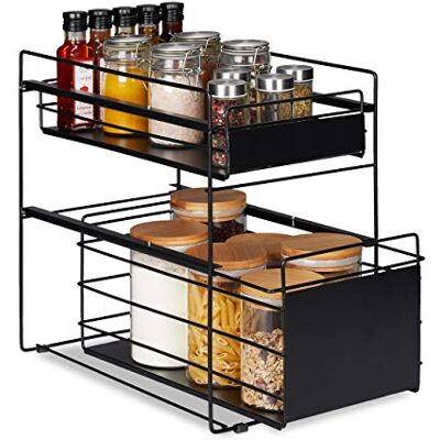 Relaxdays Organizador de Cocina, 2 Cestas, Estantería extraíble Cocina y Baño, 39,5x25x40,5 cm, Color Negro Relaxdays Organizador de Cocina, 2 Cestas, Estantería extraíble Cocina y Baño, 39,5x25x40,5 cm, Color Negro