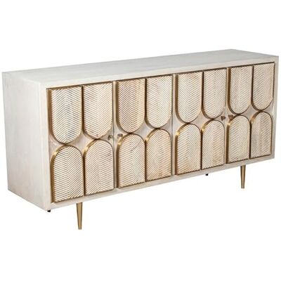 DRW Aparador de Madera con 4 Puertas en Beige y Dorado 76x152x42 cm DRW Aparador de Madera con 4 Puertas en Beige y Dorado 76x152x42 cm