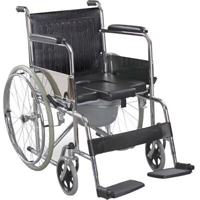 GIMA Silla de ruedas Cómoda, plegable, de acero cromado, para pacientes con movilidad reducida, GIMA Silla de ruedas Cómoda, plegable, de acero cromado, para pacientes con movilidad reducida,