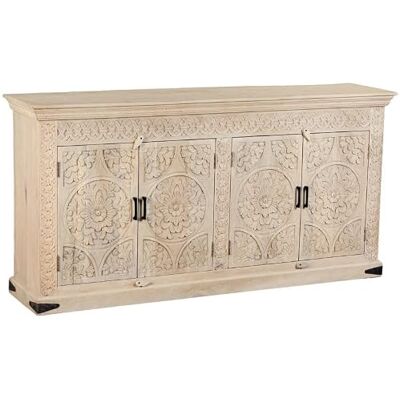 DRW Aparador con 4 Puertas talladas de Madera en Natural 90x180x40 cm DRW Aparador con 4 Puertas talladas de Madera en Natural 90x180x40 cm
