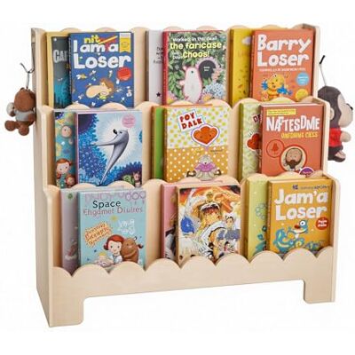 VEVOR Estantería Montessori, Librería Infantil 75 x 27 x 70 cm de 3 Niveles con Borde Festoneado, Estantería Frontal con Ganchos Dobles para Guardería, Preescolar y Jardín de Infancia, Marrón Claro VEVOR Estantería Montessori, Librería Infantil 75 x 27 x 70 cm de 3 Niveles con Borde Festoneado, Estantería Frontal con Ganchos Dobles para Guardería, Preescolar y Jardín de Infancia, Marrón Claro