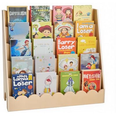 VEVOR Estantería Montessori, Librería 800 x 300 x 750 mm de 5 Niveles con Borde Festoneado, Estantería Frontal con Ganchos Dobles para Guardería, Preescolar y Jardín de Infancia, Marrón Claro VEVOR Estantería Montessori, Librería 800 x 300 x 750 mm de 5 Niveles con Borde Festoneado, Estantería Frontal con Ganchos Dobles para Guardería, Preescolar y Jardín de Infancia, Marrón Claro