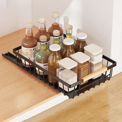 GarveeLife Cajón telescópico cajón extensible para cocina, organizador de armario extensible, organizador de armario de cocina, cajones de metal, cocina, despensa GarveeLife Cajón telescópico cajón extensible para cocina, organizador de armario extensible, organizador de armario de cocina, cajones de metal, cocina, despensa