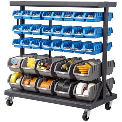 VEVOR Estantería de Almacenamiento con Ruedas, 5 Niveles y Doble Cara, con Capacidad para 68 Contenedores de PP Surtidos, para Garaje, Almacén, Oficina, Restaurante y Aula, 900 x 500 x 950 mm VEVOR Estantería de Almacenamiento con Ruedas, 5 Niveles y Doble Cara, con Capacidad para 68 Contenedores de PP Surtidos, para Garaje, Almacén, Oficina, Restaurante y Aula, 900 x 500 x 950 mm
