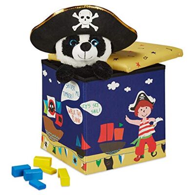 RELAXDAYS Puff de almacenamiento blanco, caja de juguetes para niños, diseño pirata RELAXDAYS Puff de almacenamiento blanco, caja de juguetes para niños, diseño pirata