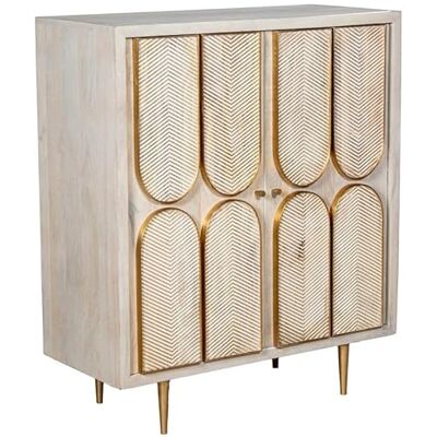 DRW Aparador de Madera con 2 Puertas en Beige y Dorado 104x88x44 cm DRW Aparador de Madera con 2 Puertas en Beige y Dorado 104x88x44 cm