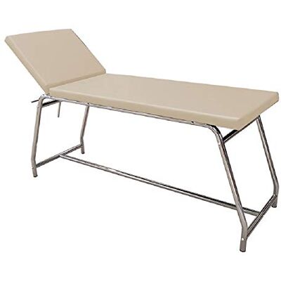 GIMA Cama de visita adecuada para consultas médicas o pequeñas consultas, capacidad de 120 kg, estructura cromada, colchón beige, GIMA Cama de visita adecuada para consultas médicas o pequeñas consultas, capacidad de 120 kg, estructura cromada, colchón beige,