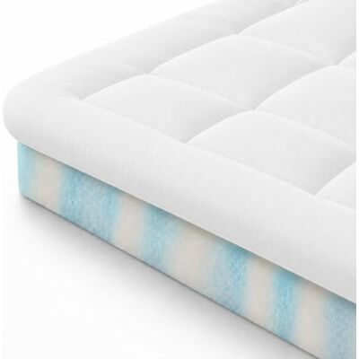 Zinus Bamboo Mattress Toppe Topper, Poliéster, Blanco, 190 x 140 cm Zinus Bamboo Mattress Toppe Topper, Poliéster, Blanco, 190 x 140 cm