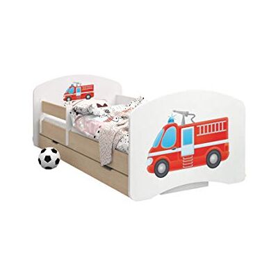 Happy Babies CAMA PARA NIÑOS DE DOBLE CARA CON CAJÓN Diseño moderno con bordes seguros y protección contra caídas Colchón de espuma 7 cm Pera clara (O camión de bomberos, 160/80) Happy Babies CAMA PARA NIÑOS DE DOBLE CARA CON CAJÓN Diseño moderno con bordes seguros y protección contra caídas Colchón de espuma 7 cm Pera clara (O camión de bomberos, 160/80)