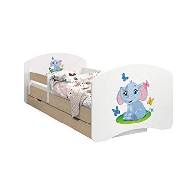 Happy Babies CAMA PARA NIÑOS DE DOBLE CARA CON CAJÓN Diseño moderno con bordes seguros y protección contra caídas Colchón de espuma 7 cm Pera clara (Elefante, 140/70) Happy Babies CAMA PARA NIÑOS DE DOBLE CARA CON CAJÓN Diseño moderno con bordes seguros y protección contra caídas Colchón de espuma 7 cm Pera clara (Elefante, 140/70)