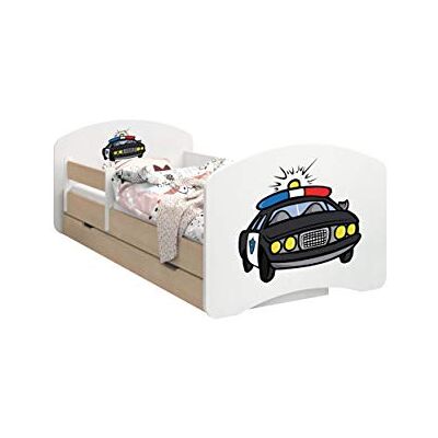 Happy Babies CAMA PARA NIÑOS DE DOBLE CARA CON CAJÓN Diseño moderno con bordes seguros y protección contra caídas Colchón de espuma 7 cm Pera clara (La policía, 140/70) Happy Babies CAMA PARA NIÑOS DE DOBLE CARA CON CAJÓN Diseño moderno con bordes seguros y protección contra caídas Colchón de espuma 7 cm Pera clara (La policía, 140/70)