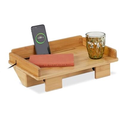 Relaxdays Bandeja de Cama, Mesita Flotante con Sujeción, 11 x 38 x 26 cm, Ranura Cables, Soporte Tablets, Bambú, Natural Relaxdays Bandeja de Cama, Mesita Flotante con Sujeción, 11 x 38 x 26 cm, Ranura Cables, Soporte Tablets, Bambú, Natural