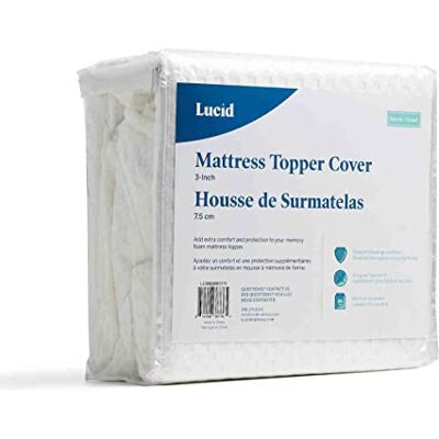 LUCID Funda para sobrecolchón – material suave, transpirable – antideslizante – lavable a máquina (cubrecolchón no incluido) – 150 x 200 cm, 10 cm LUCID Funda para sobrecolchón – material suave, transpirable – antideslizante – lavable a máquina (cubrecolchón no incluido) – 150 x 200 cm, 10 cm