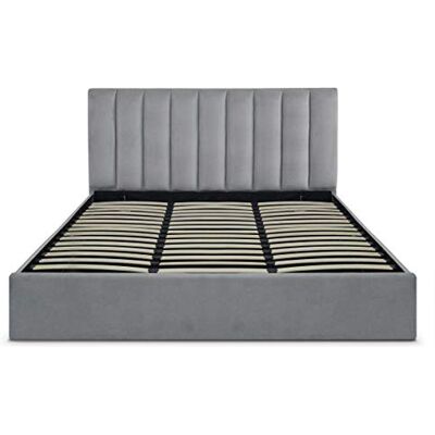 Menzzo Cama con Base de Terciopelo (180 cm), Color Plateado Menzzo Cama con Base de Terciopelo (180 cm), Color Plateado