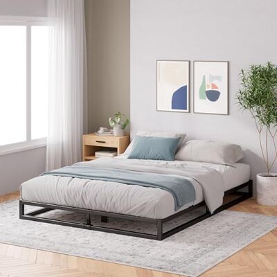 Zinus Joseph Cama de 140 x 200 cm, Altura 15 cm, con Espacio de Almacenamiento Debajo de la Cama, Marco de Metal con Plataforma con somier de Madera Zinus Joseph Cama de 140 x 200 cm, Altura 15 cm, con Espacio de Almacenamiento Debajo de la Cama, Marco de Metal con Plataforma con somier de Madera