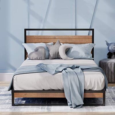 Zinus Suzanne Marco de Cama de Metal y Madera de 18 cm, Madera Maciza y Estructura de Acero, Soporte de Listones de Madera, para Adultos, niños, Adolescentes, fácil Montaje, 90 x 200 cm, Color Zinus Suzanne Marco de Cama de Metal y Madera de 18 cm, Madera Maciza y Estructura de Acero, Soporte de Listones de Madera, para Adultos, niños, Adolescentes, fácil Montaje, 90 x 200 cm, Color