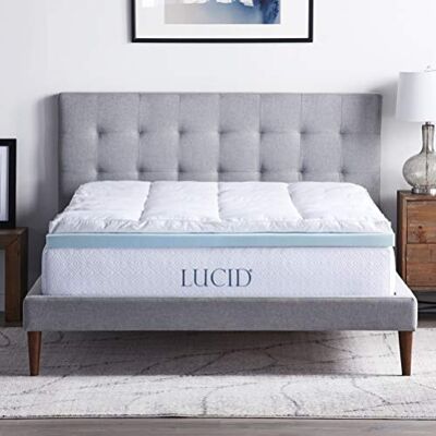 LUCID , 3 Protectores de colchón de Espuma viscoelástica de Gel, 10,2 cm, hipoalergénicos, de Espuma viscoelástica, Color Blanco y opulento jardín, Doble LUCID , 3 Protectores de colchón de Espuma viscoelástica de Gel, 10,2 cm, hipoalergénicos, de Espuma viscoelástica, Color Blanco y opulento jardín, Doble